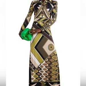 Charlotte Geometric Patterned jersey Maxi Dress